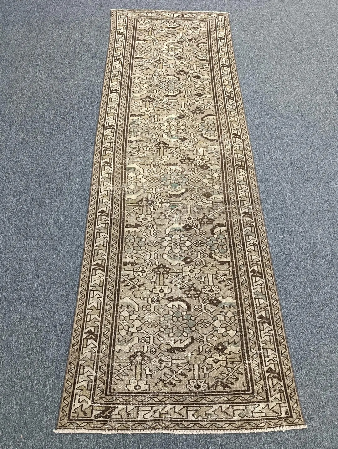 Vintage Turkish Wool Runner Rug, Brown Anatolian Hallway Carpet (3.2x9.5 Ft.) - Etsy | Etsy (Global)