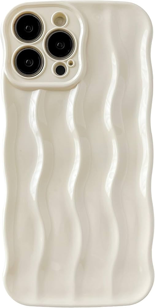 Caseative for iPhone 13 Pro Max Case,Water Ripple Pattern Curly Wave Frame Soft Phone Case (White... | Amazon (US)