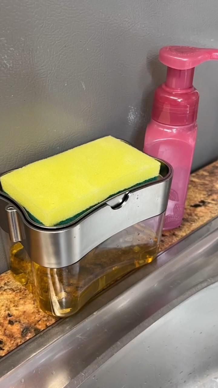 S&T INC. Dish Soap Dispenser and Sponge Holder for Kitchen Sink