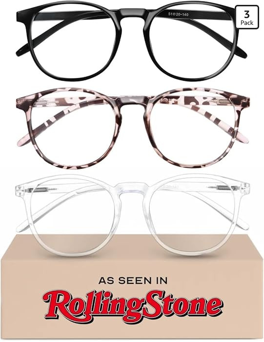 IBOANN Chic & Comfy Blue Light Glasses for Women - 3-Pack Round Frames, Screen-Ready Style with U... | Amazon (US)