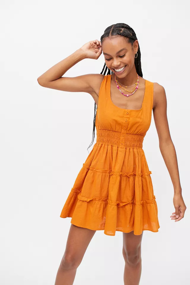 UO Hailey Tiered Mini Dress | Urban Outfitters (US and RoW)