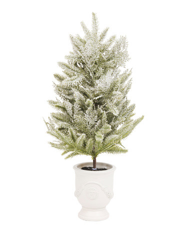 Realistic Faux Pine Tree In Cement Pot | TJ Maxx