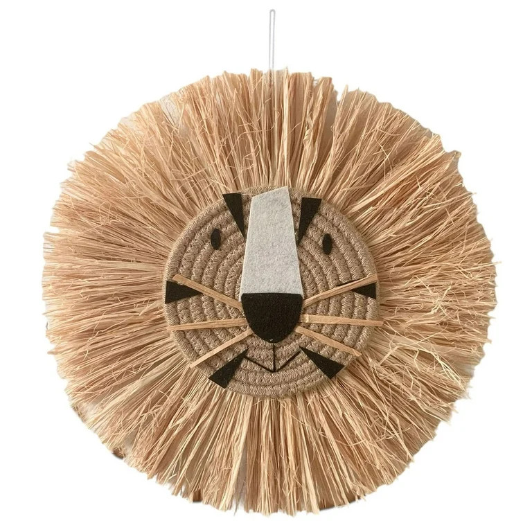Lion Straw Wall Hanging Round Decor Handicraft Tapestry | Walmart (US)