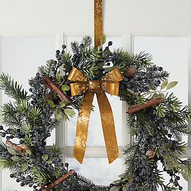 Bow Antique Gold Christmas Wreath Hanger | Ballard Designs, Inc.