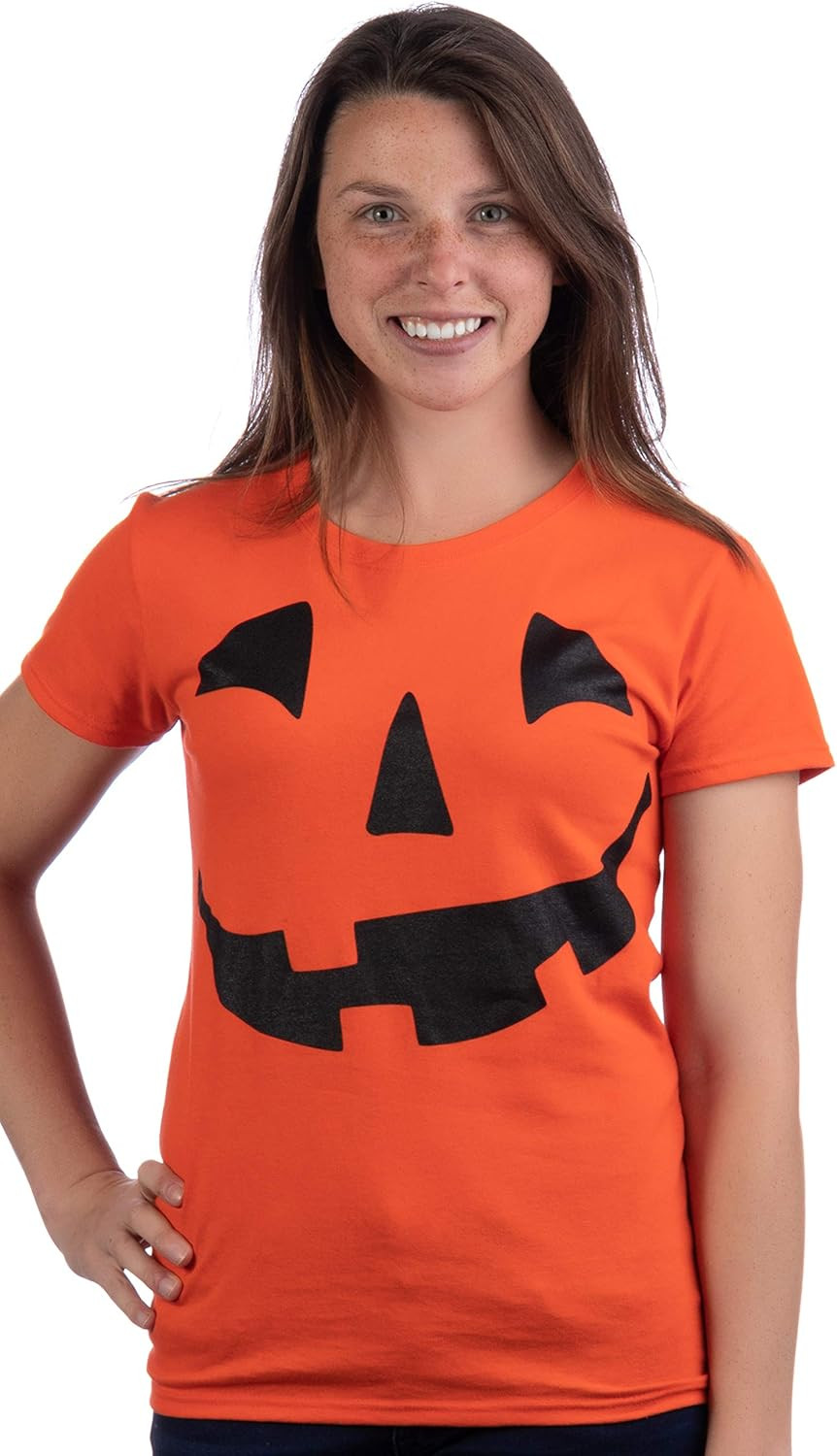 Jack O' Lantern Pumpkin Ladies' T-Shirt/Easy Halloween Costume Fun Tee | Amazon (US)