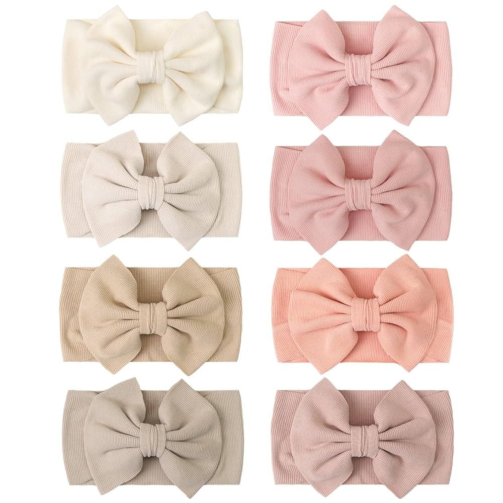 CÉLLOT 8 Colors Super Stretchy Soft Knot Baby Girl Headbands with Hair Bows Nylon Head Wrap For ... | Amazon (US)