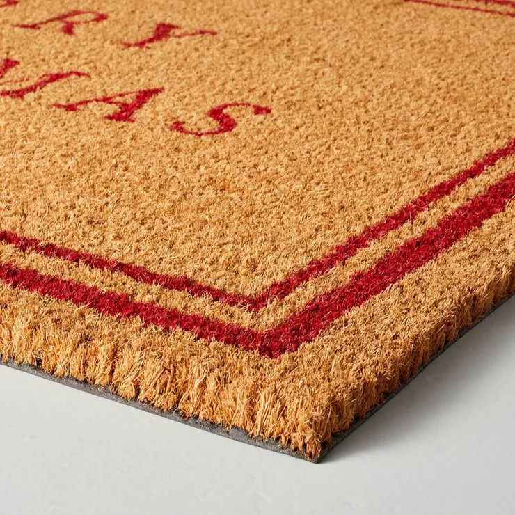 Merry Christmas Bordered Rectangular Outdoor Doormat Red/Tan - Hearth & Hand™ with Magnolia | Target