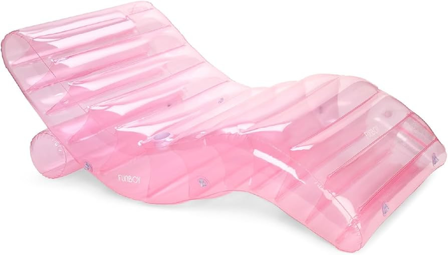 FUNBOY Giant Inflatable Luxury Clear Pale Pink Chaise Lounger, Chair Pool Float for Adults, Trans... | Amazon (US)