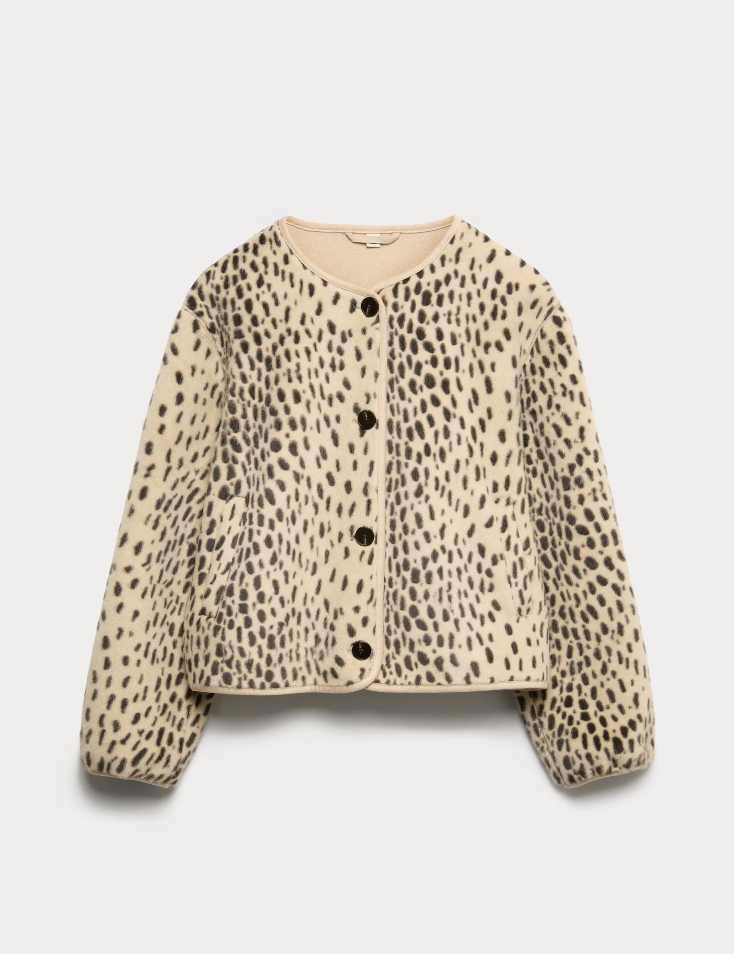 Faux Fur Animal Print Collarless Jacket | Marks & Spencer (UK)