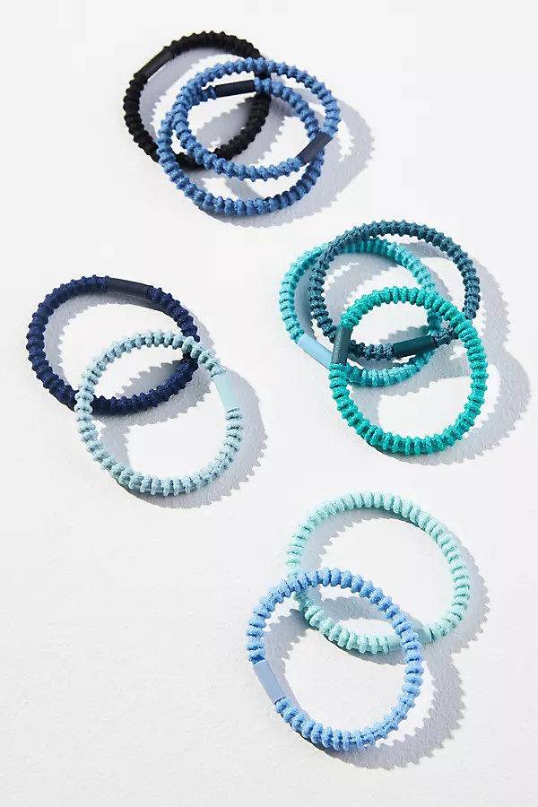 Set of 10 Ribbed Hair Ties By By Anthropologie in Blue | Anthropologie (US)