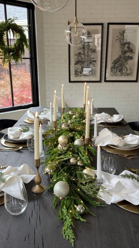 Holiday Tablescape Inspo.  I love dressing a table with greenery, lights and sparkle! ☺️. This is perfect for the holiday season!  The one piece centerpiece is SOLD OUT but 2 of the mixed cedar/pine garlands will give the same look! 


Christmas party, NYE, garland, wreath

#LTKVideo #LTKCyberWeek #LTKHoliday