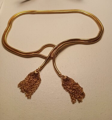 RARE Vintage CHRISTIAN DIOR Gold lariat Snake Chain Waist Belt Tassel | eBay US