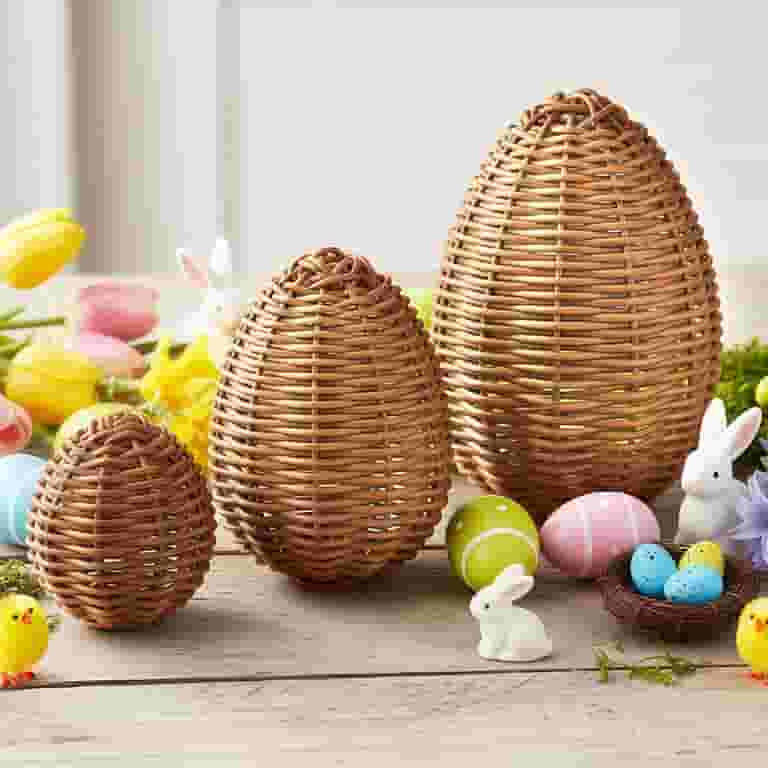WEIH 3Pcs Rattan Easter Eggs Outdoor Decor Woven Easter Eggs Decorations Spring Decoration Statue... | Walmart (US)