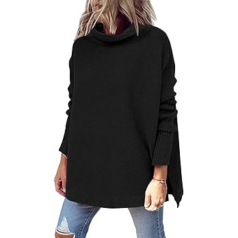 LILLUSORY Women's Mock Turtleneck Sweaters Oversized Long Sleeve Casual Knit Pullover 2025 Tunic ... | Amazon (US)