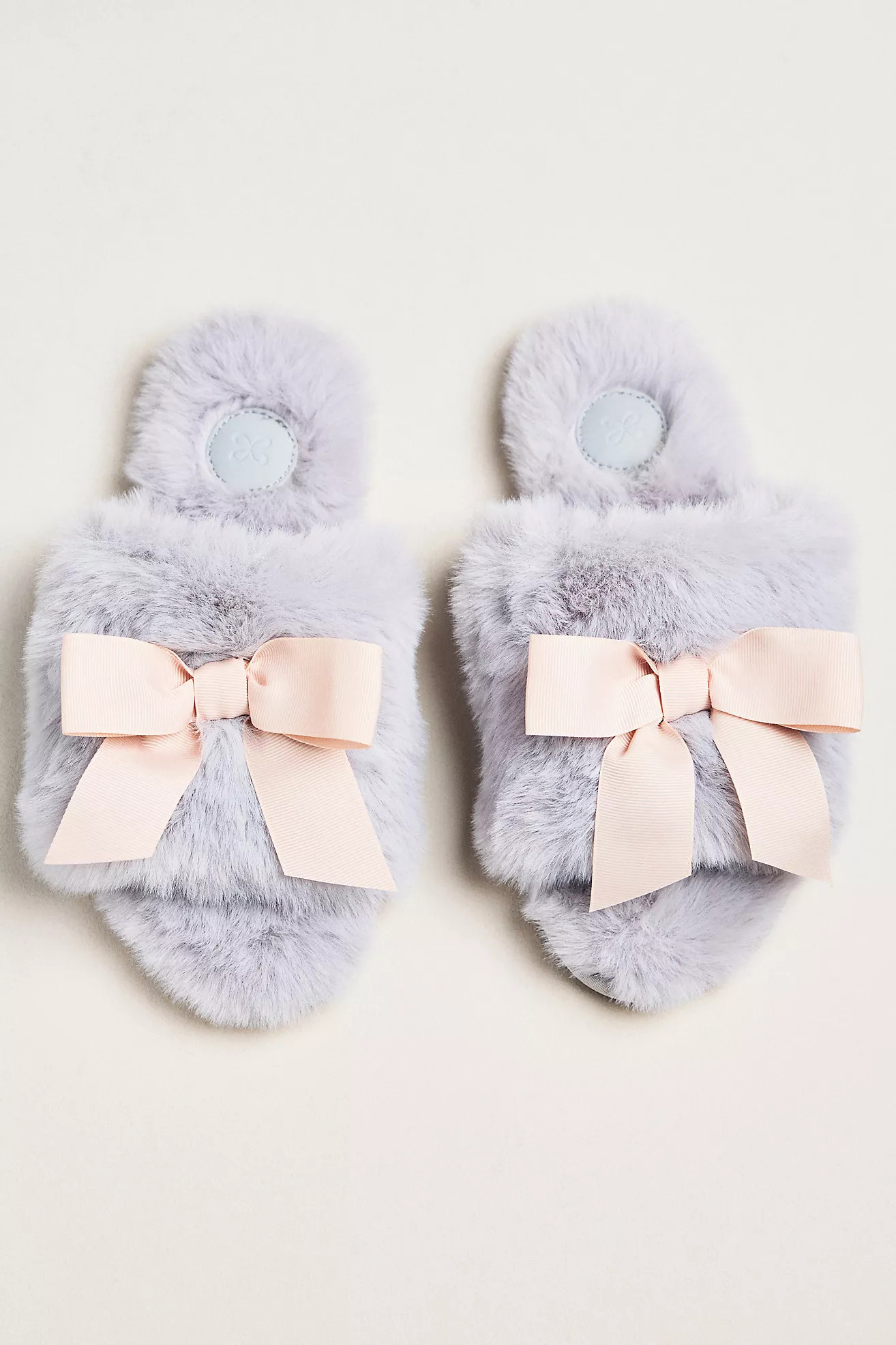Maeve Faux Fur Open-Toe Bow Slippers | Anthropologie (US)