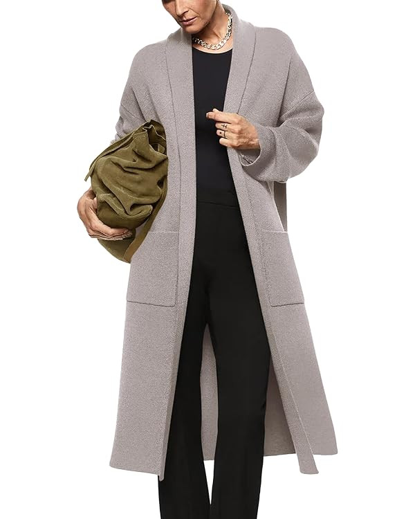 Womens Long Sleeve Maxi Cardigan Open Front Oversized Knitted Sweater Coat Casual Lapel Warm Over... | Amazon (US)