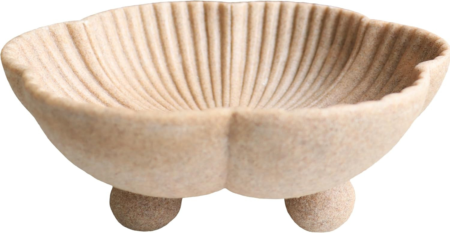 Large Decorative Bowl Decor, Modern Home Decor, Artificial Stone Beige | Amazon (US)