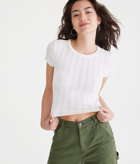 Pointelle Shrunken Tee | Aeropostale