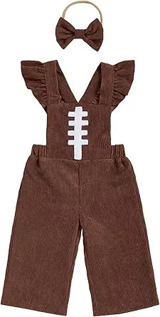 Sasaerucure Infant Kids Fall Clothes Toddler Baby Girl Romper Jumpsuit Overall Pants Football Emb... | Amazon (US)
