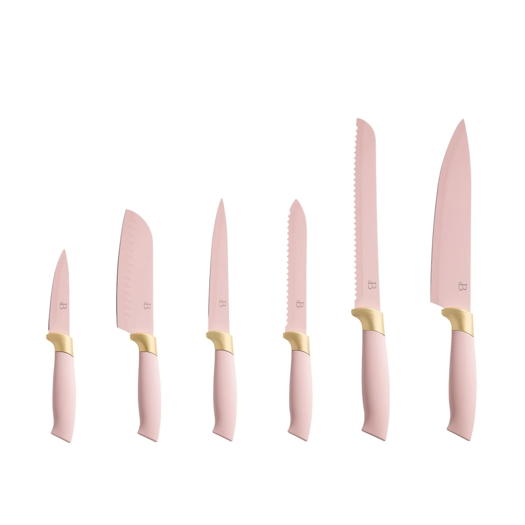 Beautiful 6-Piece Soft Grip Knife Set Rose with Gold Accent by Drew Barrymore | Walmart (US)