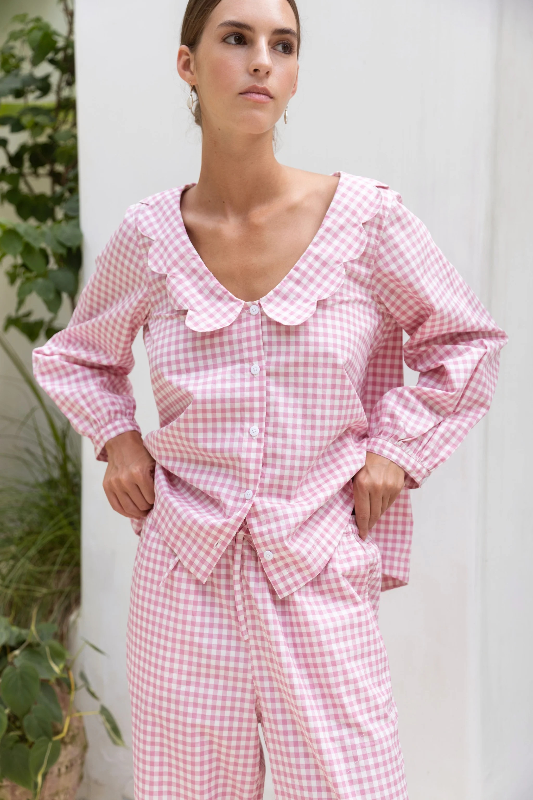Penelope Sleep Set - Long - Gingham - Berry | Piyama US