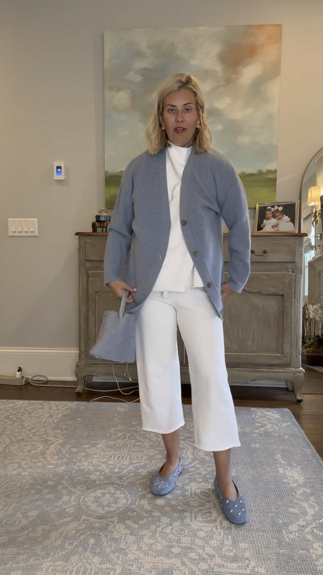 Add a pop of color for a completely different look .

Cardigan size xs
White Set size xs 
Studded Flats size 7.5

#LTKmomlife #LTKOver40 #LTKdayinmylife