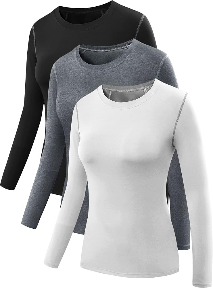 NELEUS Women's 3 Pack Athletic Compression Long Sleeve T Shirt Dry Fit | Amazon (US)