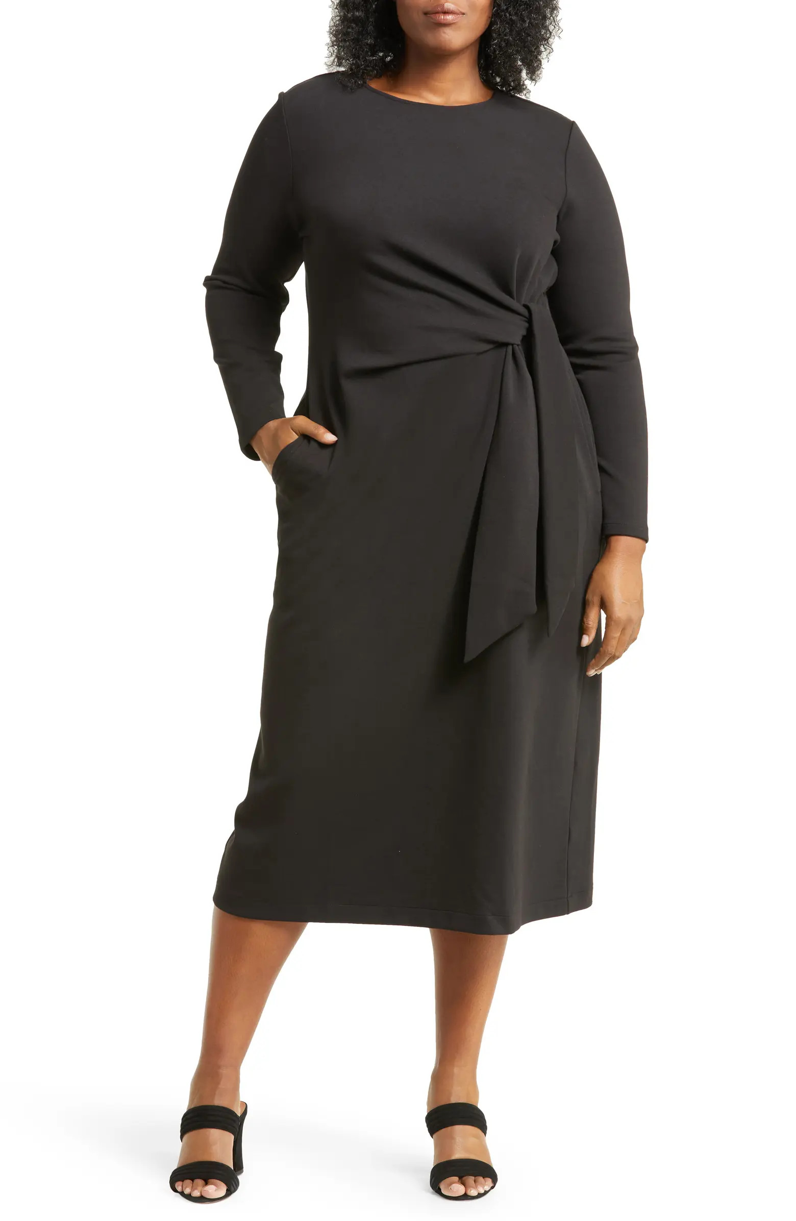Tie Waist Long Sleeve Midi Dress | Nordstrom