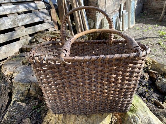 Antique Wicker Basket  Hand Woven Bowl  Farmhouse  Home | Etsy | Etsy (US)