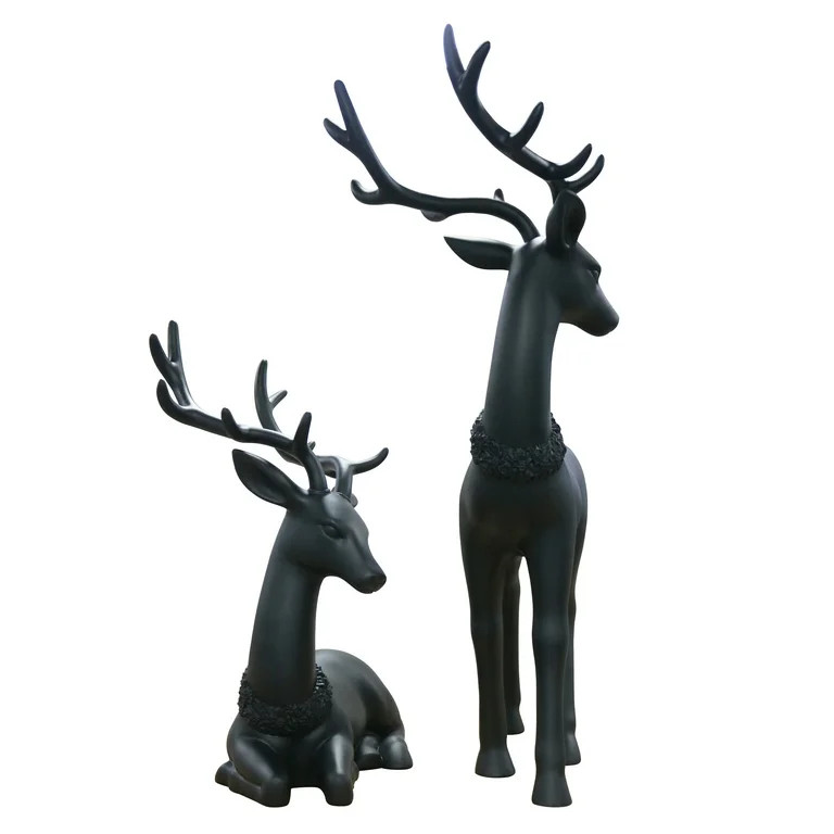 Holiday Time Set of 2 Christmas Black Matte Deer Decor - Walmart.com | Walmart (US)