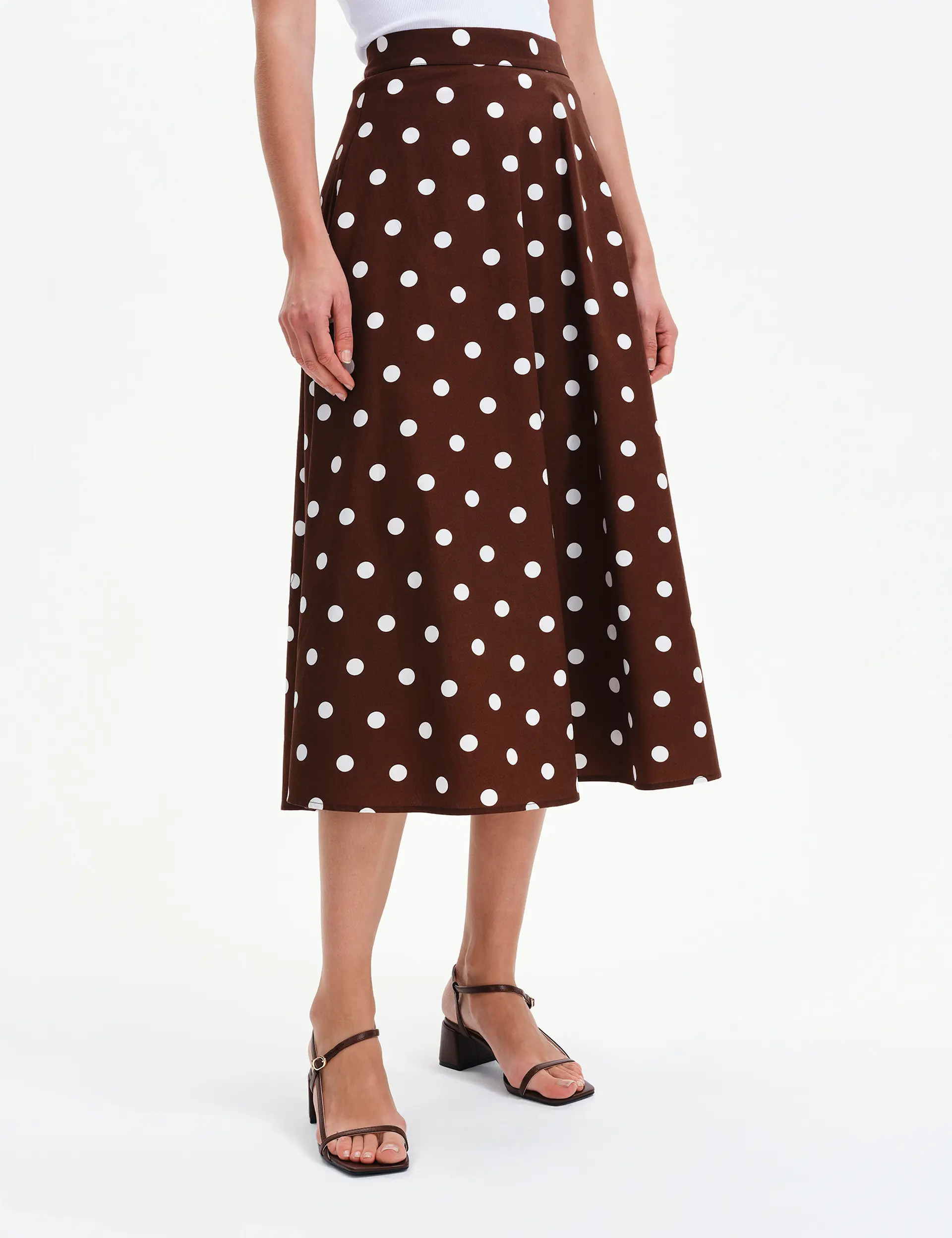 Finery London Meeka Polka Dot Cotton Midi Skirt (Women) | Nordstrom | Nordstrom