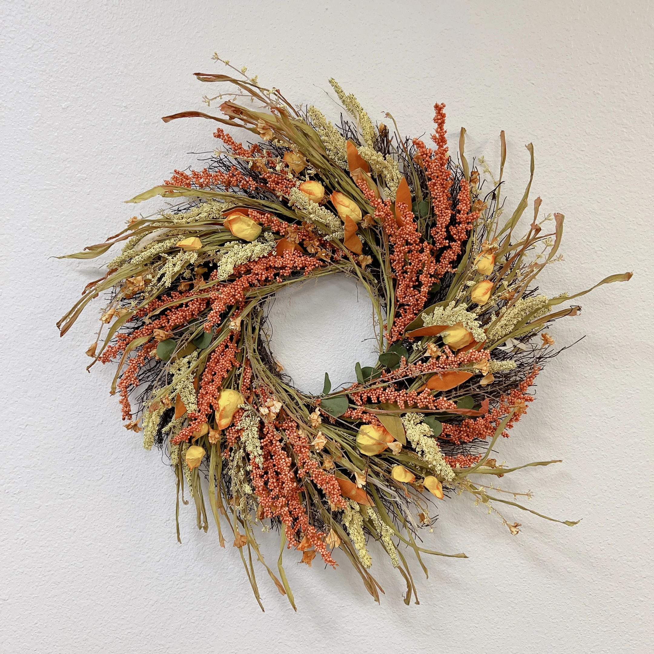 Ansuma 24" Artificial Dried Wheat Ears Wreath for Your Front Door | Wayfair North America