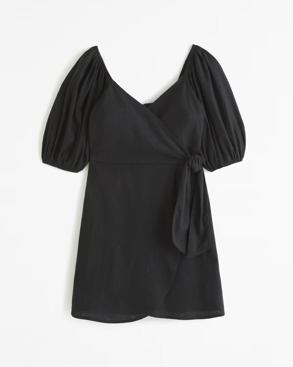 Puff Sleeve Wrap Mini Dress | Abercrombie & Fitch (US)