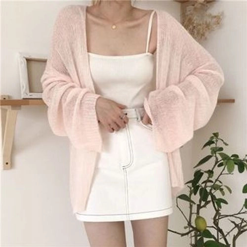 EROPIA - Open-Front Light Cardigan / Ribbed Camisole Top | YesStyle | YesStyle Global