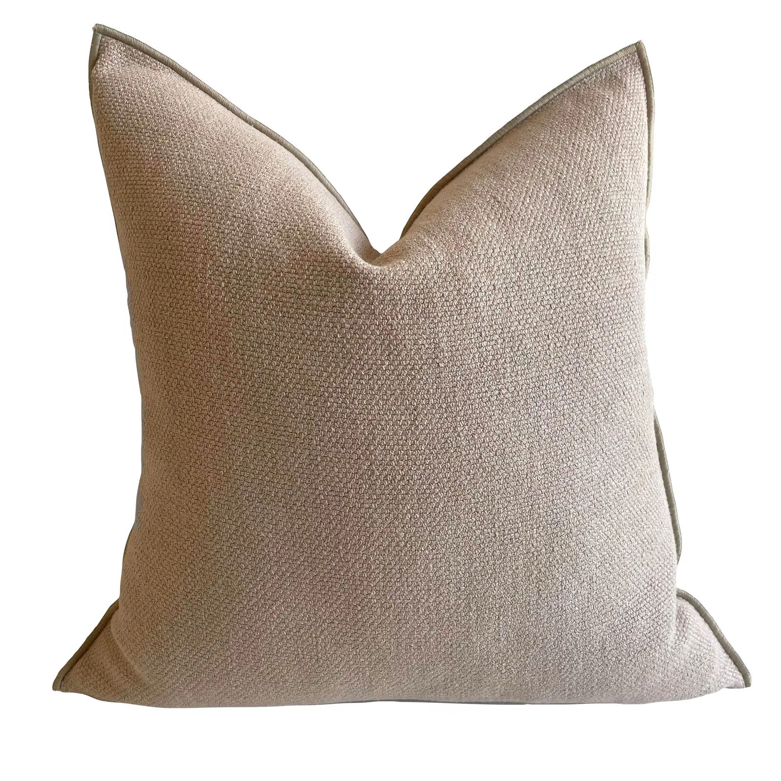 Nude European Linen Accent Pillow | Chairish