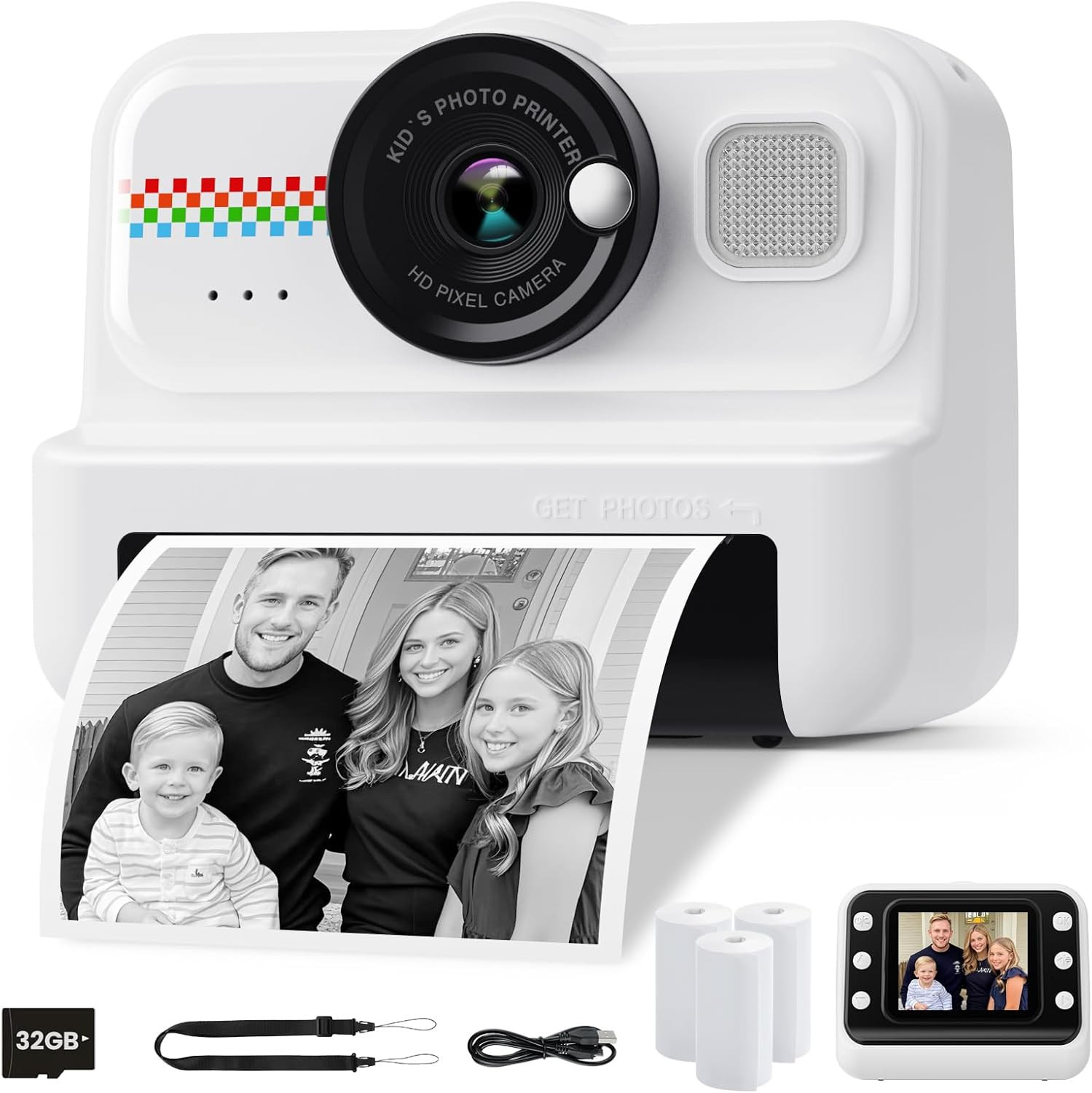 Kids Instant Print Camera, 1080P HD Kids Camera Instant Print with 3 Rolls Print Paper & 32GB Car... | Amazon (US)