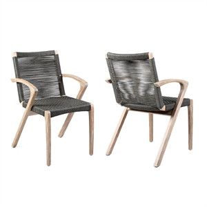 Brielle Light Eucalyptus and Rope Outdoor Patio Dining Chairs Set of 2 | Cymax