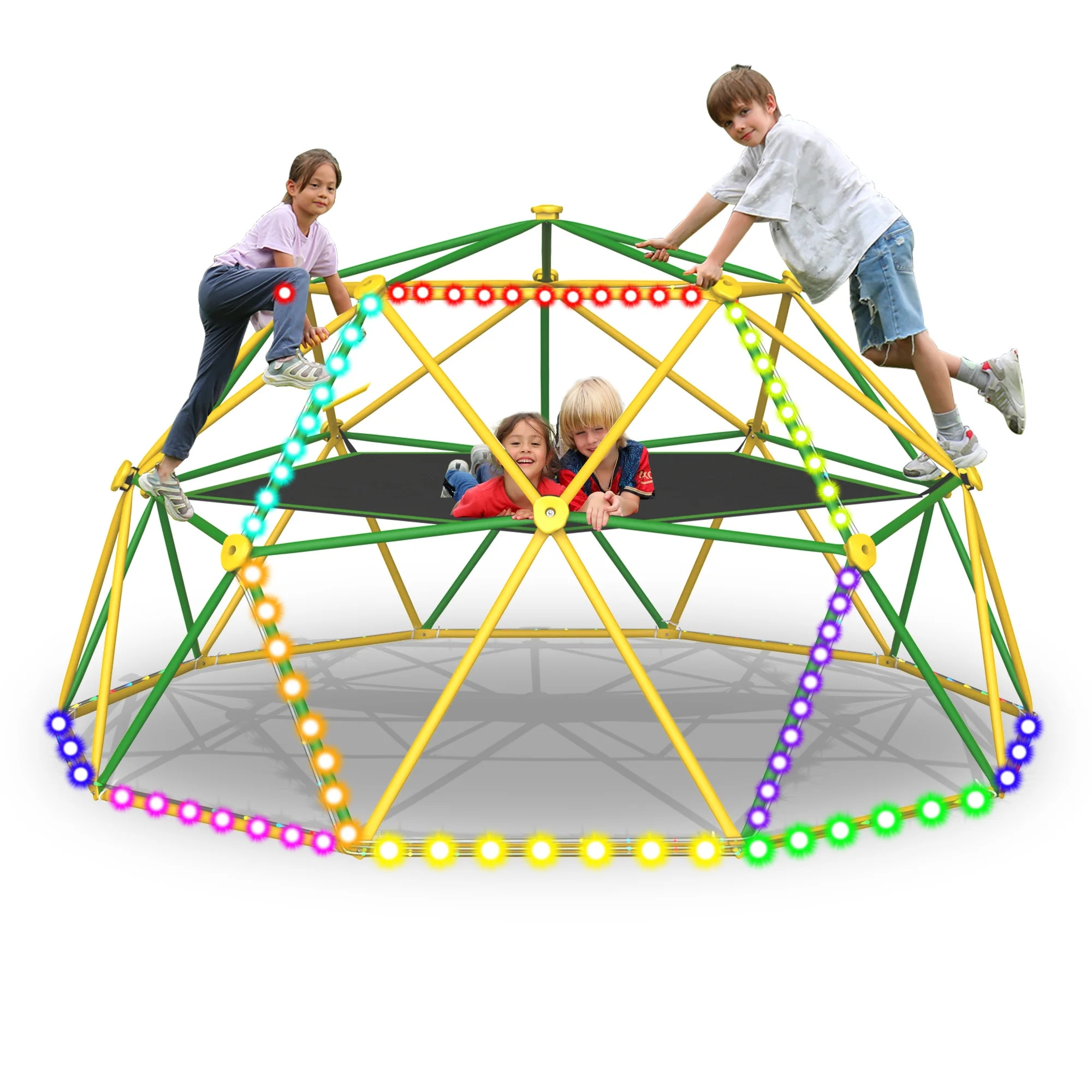 10FT Climbing Dome with Hammock and Led String Light,Fashionsport Outfitters Kids Geometric Climb... | Walmart (US)