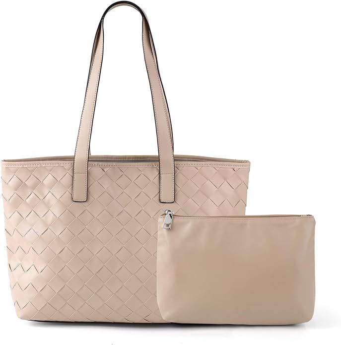 LMKIDS Woven Tote Bag for Women Top Handle Satchel Shoulder Bag for Women Vegan Leather Shopper B... | Amazon (US)