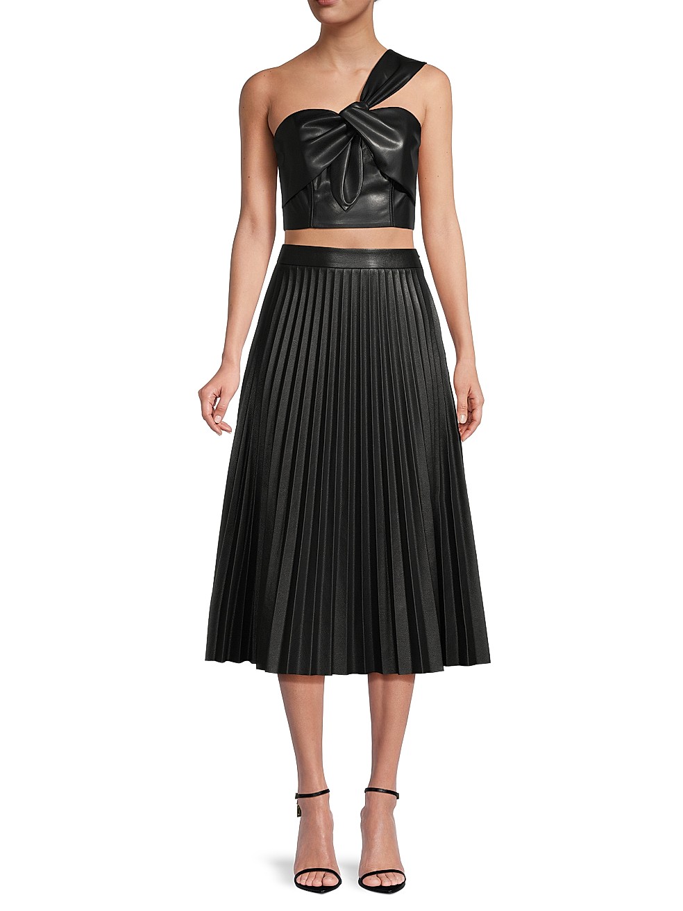 Rayla Pleated Vegan Leather Midi-Skirt | Saks Fifth Avenue