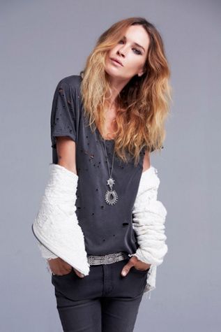 Free People Womens Destroyed Tommy Tee | Free People