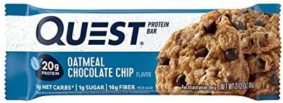 Quest Nutrition Oatmeal Chocolate Chip Protein Bar, High Protein, Low Carb, Gluten Free, Keto Fri... | Amazon (US)