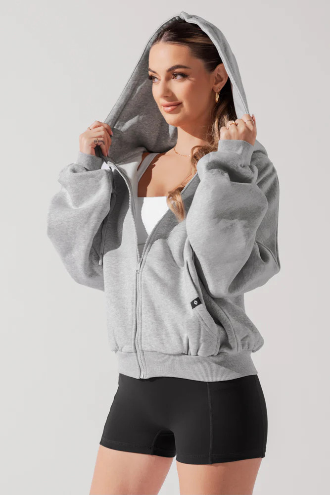Zip Cloud Hoodie - Heather Grey | POPFLEX