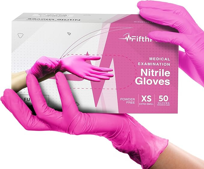 FifthPulse Fuchsia Hot Pink Nitrile Disposable Gloves - 3 Mil Nitrile - Powder and Latex Free - S... | Amazon (US)