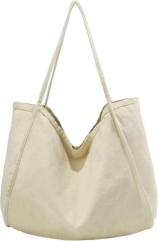 ALUDAPIJU Casual Canvas Tote Bag for Women Large Slouchy Hobo Shoulder Bag for Work Travel Tote P... | Amazon (US)