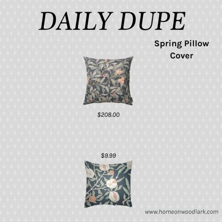 Daily Dupe:  spring pillow.  

I love this dupe because the patterns are so similar!  

McGee and Co spring botanical pillow.  Amazon botanical pillow.  


#LTKSeasonal #LTKhome #LTKfindsunder50