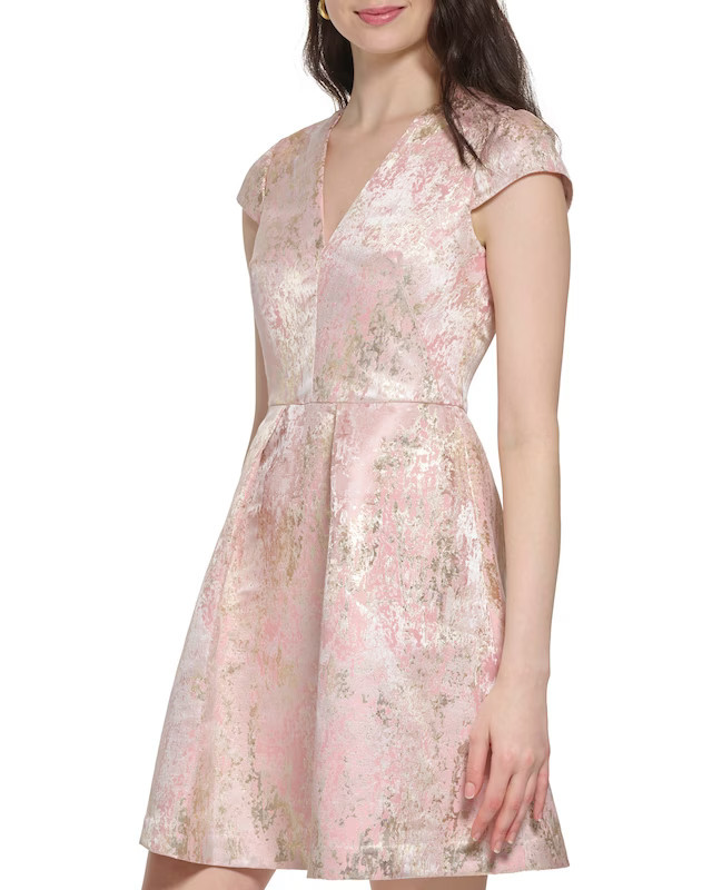 Vince Camuto Jacquard Cap-sleeve Dress | Vince Camuto