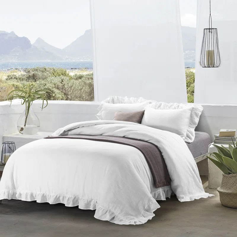 Stone Washed Linen Ruffled Duvet Cover Set | Wayfair North America