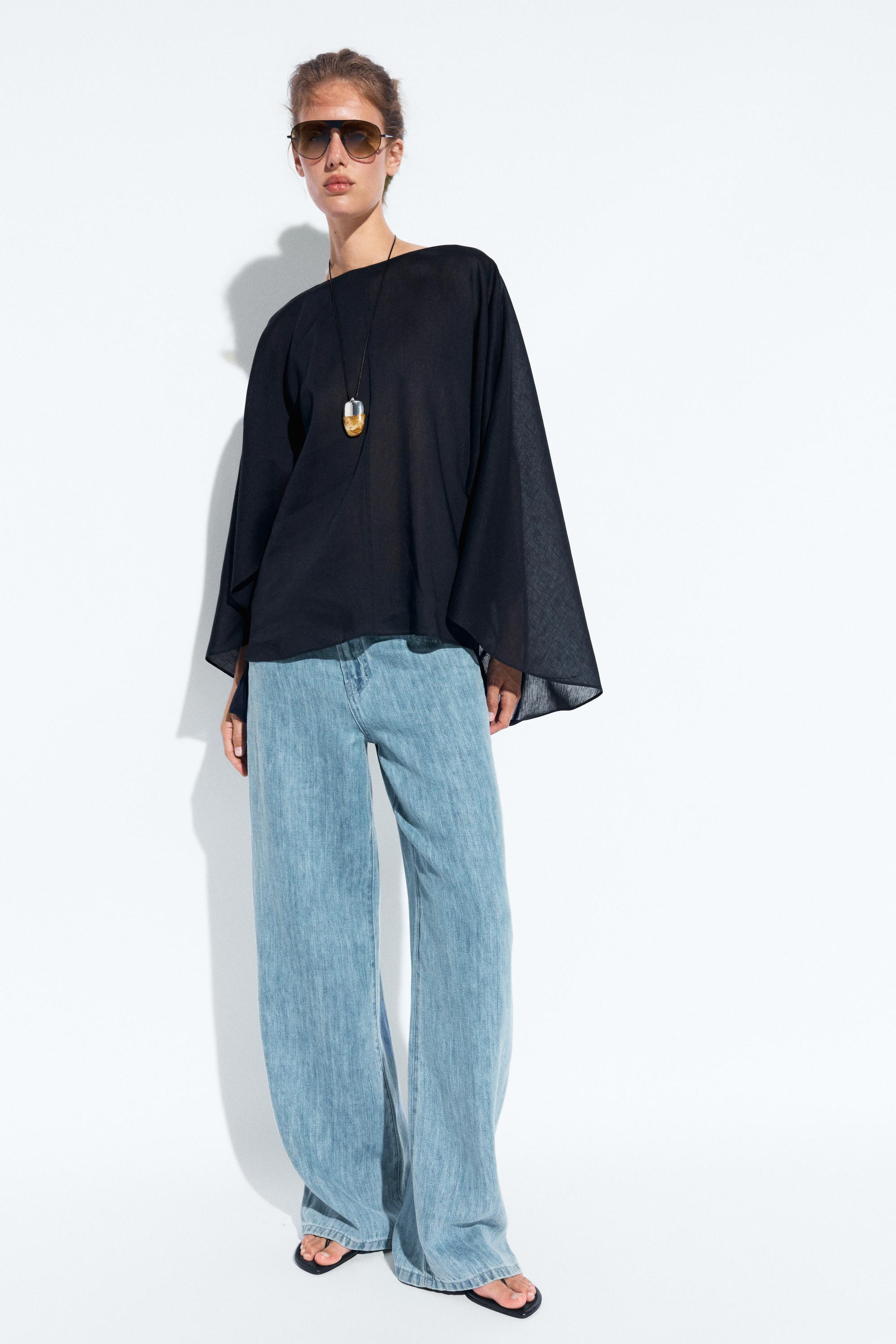 Asymmetric flowing cape | Massimo Dutti UK