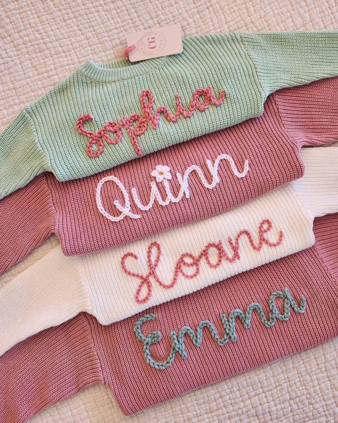 Custom Name Sweater, Hand Embroidered Baby Sweater, Personalized Name Sweater, Baby Announcement,... | Etsy (US)